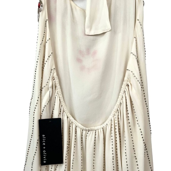 ALICE + OLIVIA Silk Beaded Trim Halter Top - Picture 12 of 16